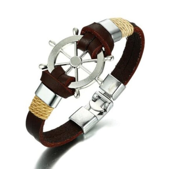 "Sail with Your Dreams" Vintage Leather Bracelet - Picture 1 of 6